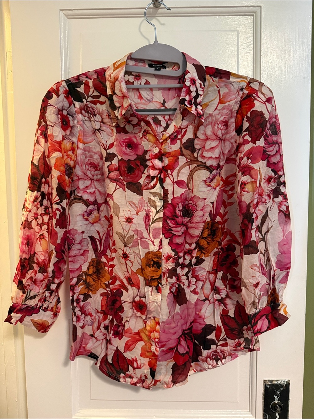 Express Pink Multi Floral Button-Down Shirt